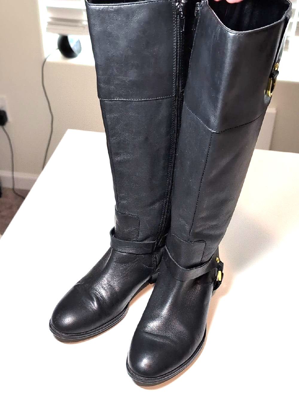 Women's Ralph Lauren Black Over-the-Knee Zip Mesa Riding Boots